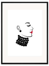 Gerahmter Kunstdruck Frau mit Perlen