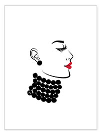 Wall print  Woman with pearls - Martina illustration