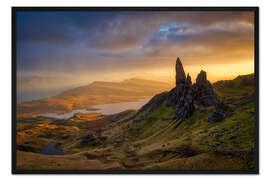 Gerahmter Kunstdruck Old Man of Storr bei Sonnenuntergang