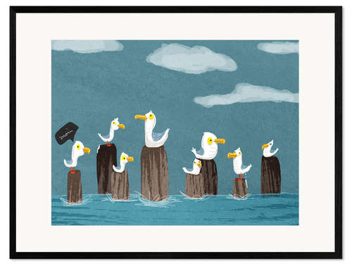 Ingelijste kunstdruk Seagulls Gang
