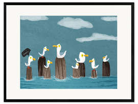 Ingelijste kunstdruk Seagulls Gang