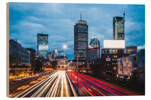 Wood print Interstate Highway in Boston