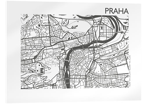 Acrylglasbild Praha – Stadtplan von Prag