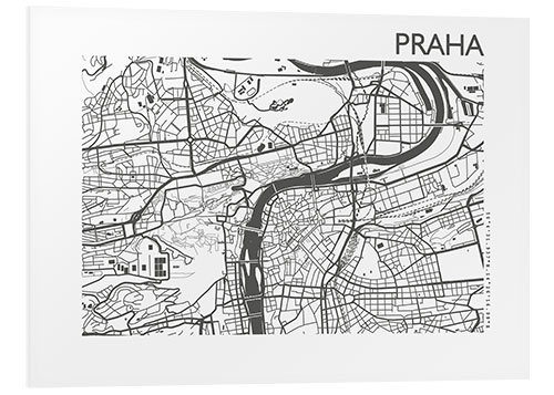 Print på skumplade Praha – city map of Prague