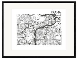 Impresión de arte enmarcada Praha – mapa de Praga