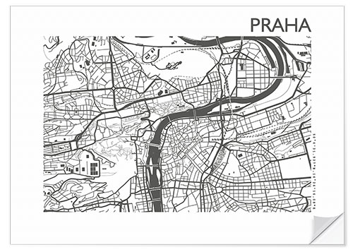 Wandsticker Praha – Stadtplan von Prag