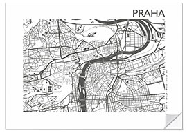 Sticker mural Praha – plan de la ville de Prague