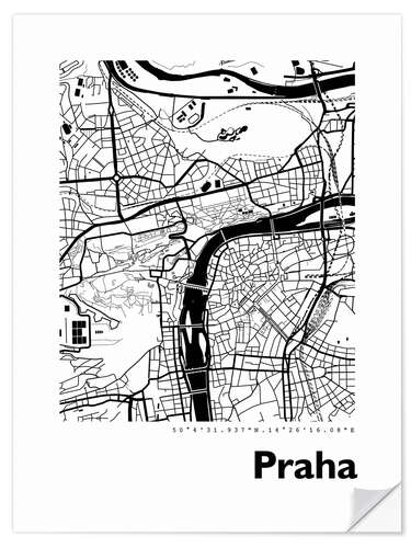 Sticker mural Plan de la ville de Prague