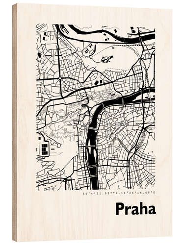 Holzbild Stadtplan von Prag