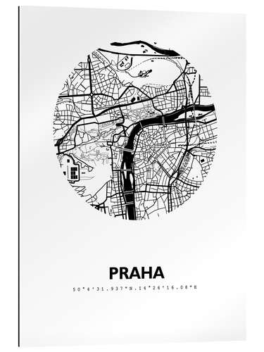 Quadro em plexi-alumínio City map of Prague, circle