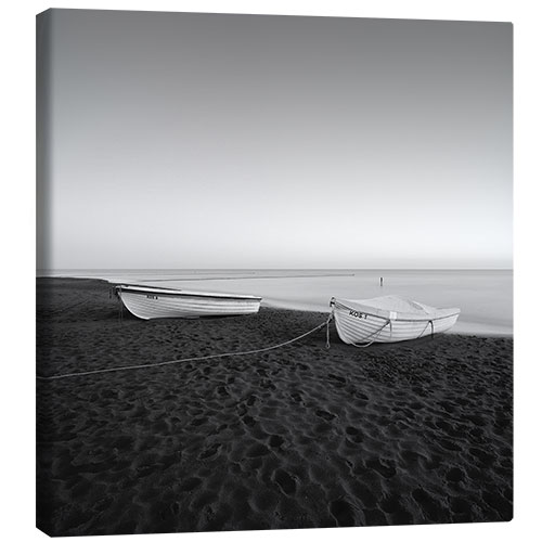 Canvas print Fishing boats on the Baltic Sea beach