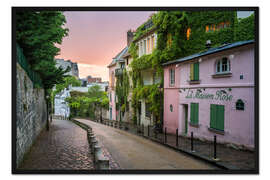 Gerahmter Kunstdruck Straßen von Montmartre in Paris
