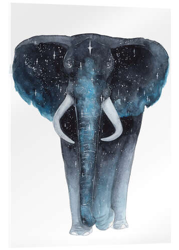 Tableau en verre acrylique Éléphant galaxie