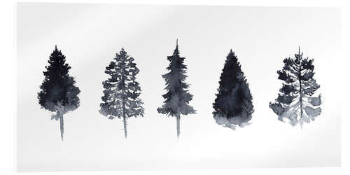 Acrylic print Watercolor Pine Trees