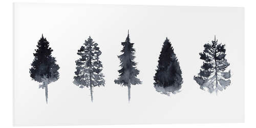 Foam board print Watercolor Pine Trees