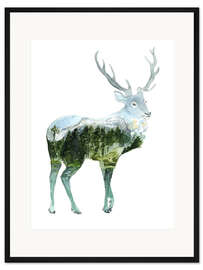 Gerahmter Kunstdruck Waldhirsch