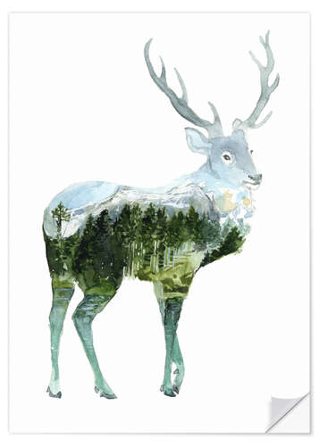 Selvklebende plakat Landscape Deer