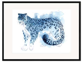 Framed art print Watercolor Snow Leopard