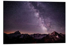 Alubild Nachtlandschaft mit Schreckhorn, Fiescherhorn und Eiger