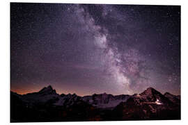 Foam board print Night landscape with Schreckhorn, Fiescherhorn and Eiger