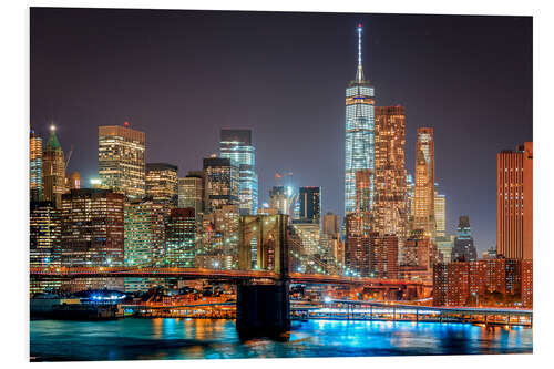 Foam board print Downtown Manhattan and Brooklyn Bridge