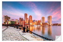 Selvklebende plakat Boston Harbor at sunrise