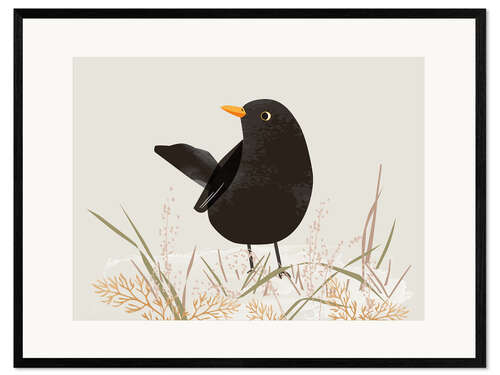 Gerahmter Kunstdruck Amsel