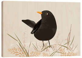 Wood print Blackbird