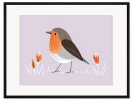 Gerahmter Kunstdruck Rotkehlchen