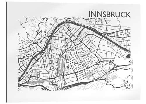 Quadro em plexi-alumínio Mapa da cidade de Innsbruck