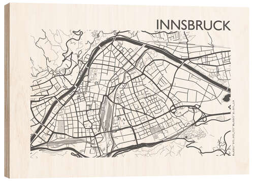 Holzbild Stadtplan von Innsbruck