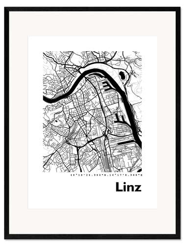 Framed art print City map of Linz