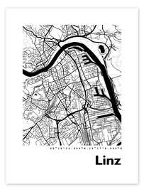 Poster City map of Linz