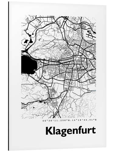 Aluminiumtavla City map of Klagenfurt