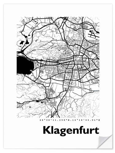 Wall sticker City map of Klagenfurt