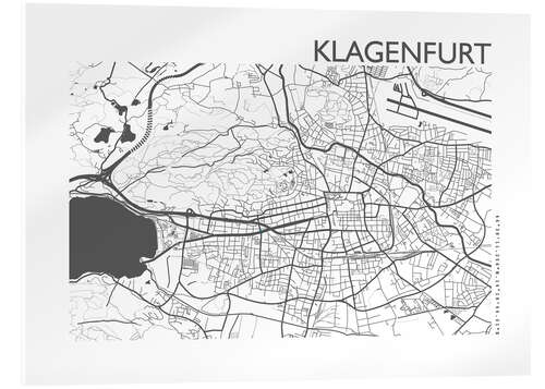 Acrylglasbild Stadtplan von Klagenfurt