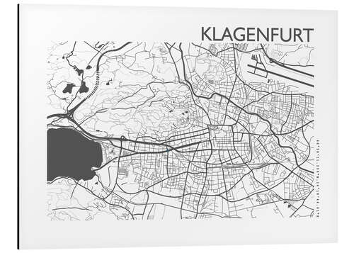 Aluminiumtavla City map of Klagenfurt