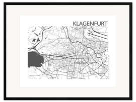 Framed art print City map of Klagenfurt