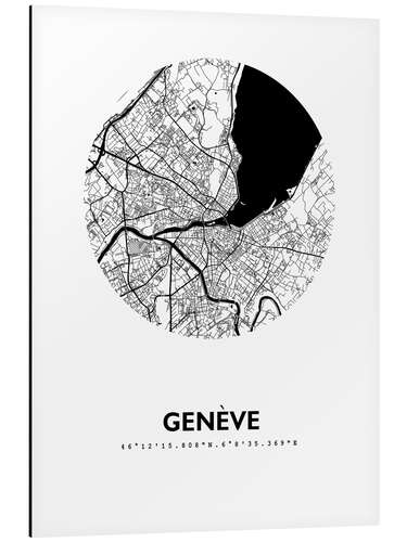 Stampa su alluminio Mappa della città di Ginevra