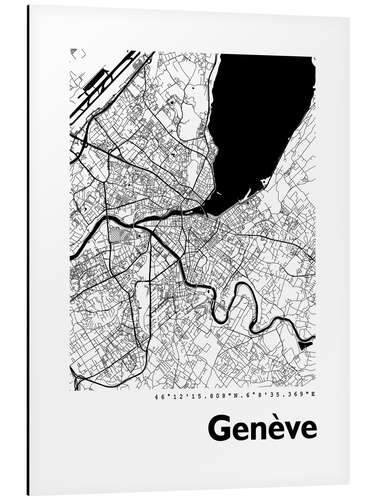 Aluminiumtavla City map of Geneva