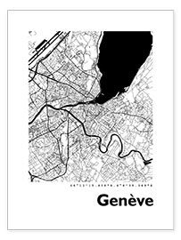 Wall print  City map of Geneva - 44spaces
