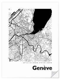 Selvklæbende plakat City map of Geneva