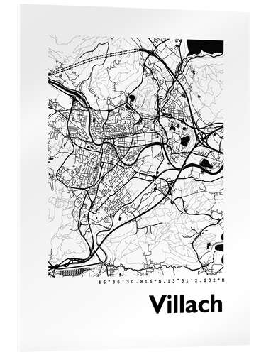 Acrylglas print Map of Villach