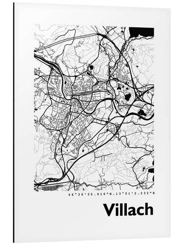 Aluminium print Map of Villach