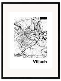 Ingelijste kunstdruk Map of Villach