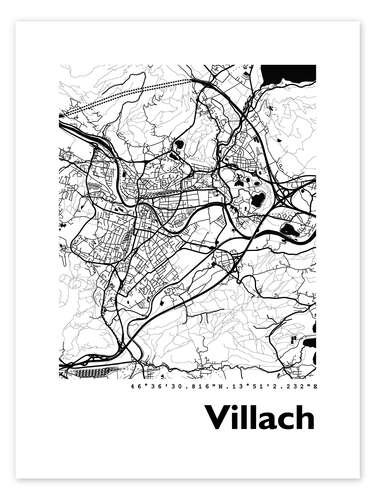 Plakat Map of Villach