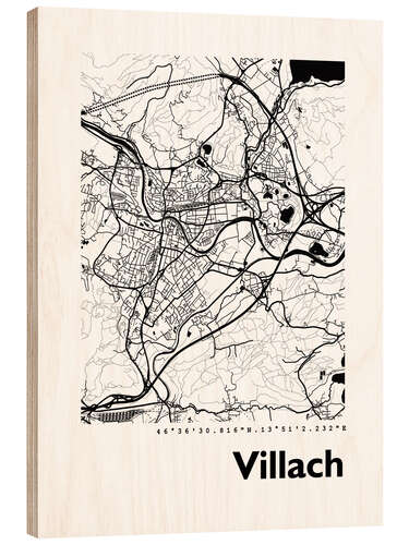 Obraz na drewnie Map of Villach