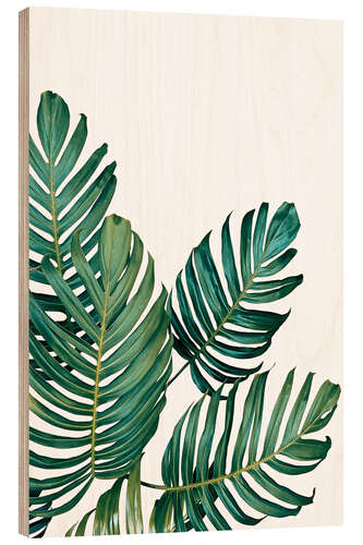 Tableau en bois Feuilles de monstera