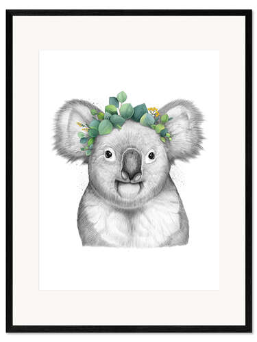 Kehystetty taidepainatus Koala with eucalyptus