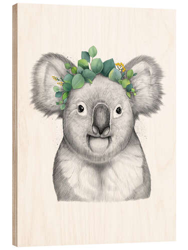 Holzbild Koala mit Eukalyptus